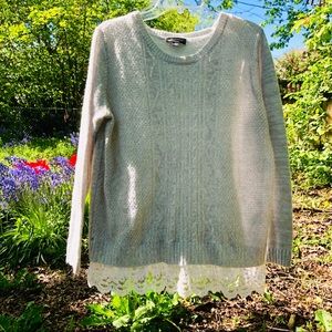 AB Studio Cable knit grey lace Sz L